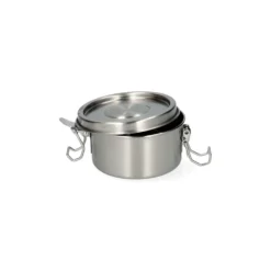 Lunchbox met siliconen ring, RVS, rond, Ø10 cm, 300 ml