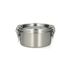 Lunchbox met siliconen ring, RVS, rond, Ø10 cm, 300 ml