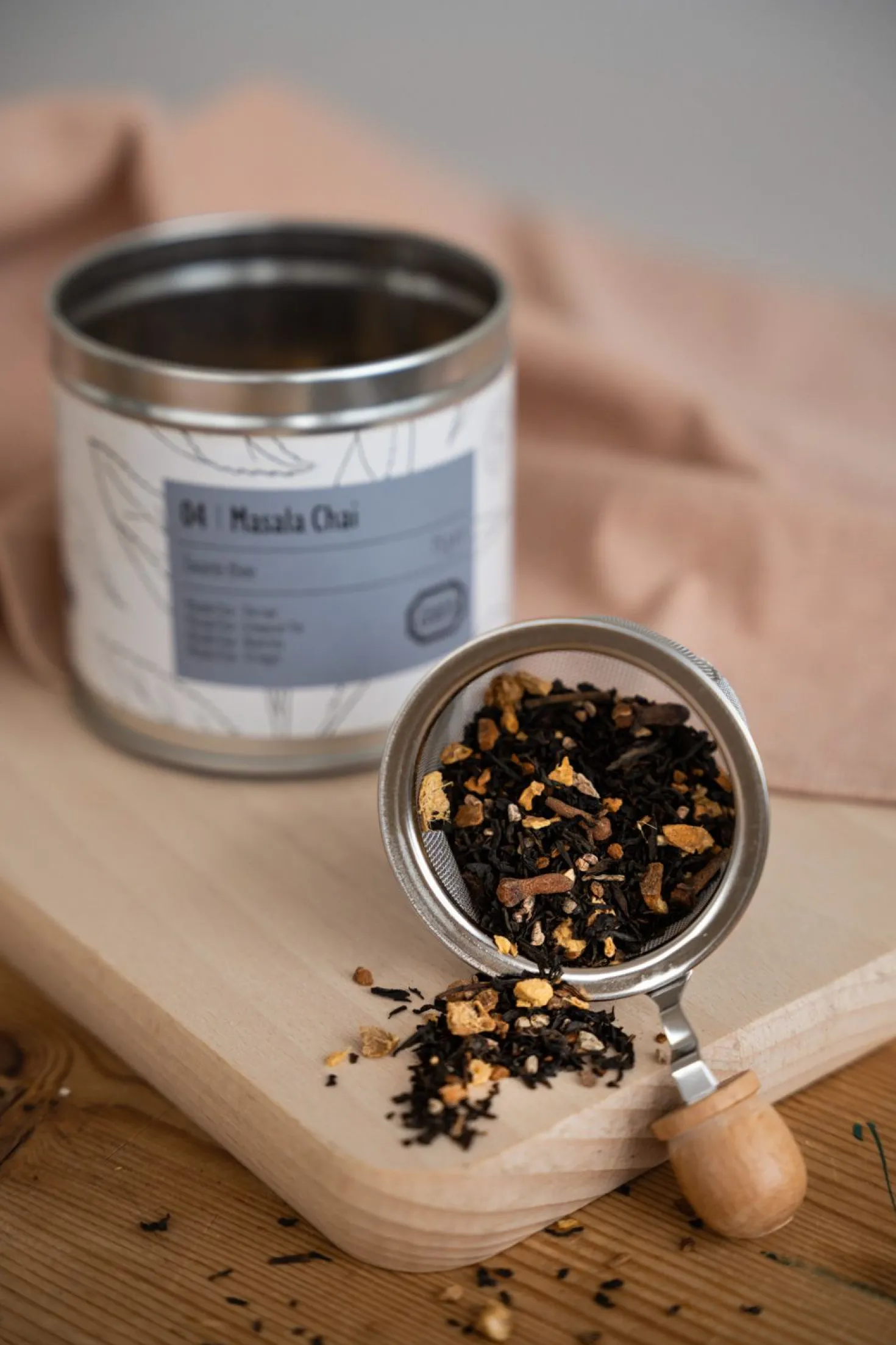 Masala Chai, biologisch, zwarte thee, blik, 75 gram