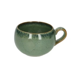 Mok rond reactieve glazuur, steengoed, groen, Ø 9 cm