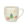 Mok, steengoed, dieren in een kerstbos, Ø8.5 cm