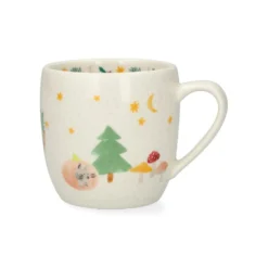 Mok, steengoed, dieren in een kerstbos, Ø8.5 cm