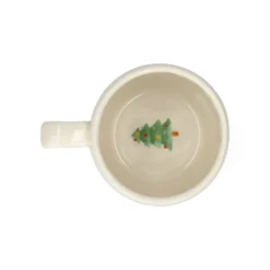 Mok, steengoed, dieren in een kerstbos, Ø8.5 cm