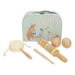 Muziekkoffer, 4 instrumenten, karton en fsc hout