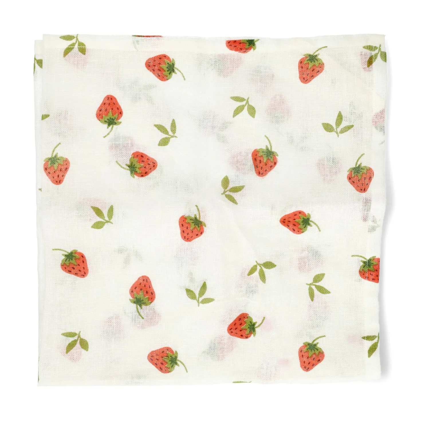 Neteldoek, linnen, aardbeien, 70 x 70 cm