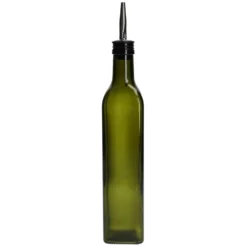 Olie/azijnfles, groen glas, vierkant, 500 ml