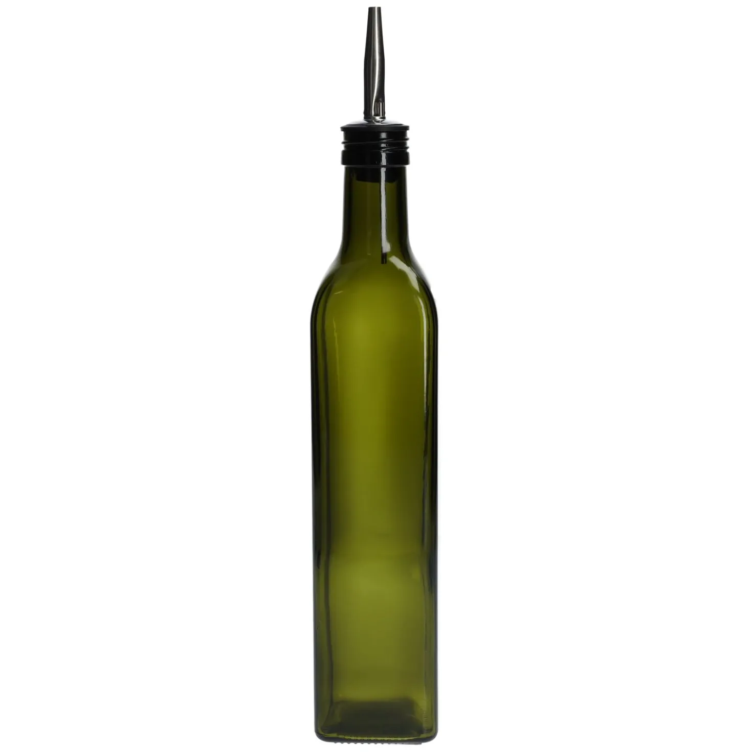 Olie/azijnfles, groen glas, vierkant, 500 ml
