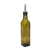 Olie/azijnfles, olijfgroen glas, vierkant, 375 ml
