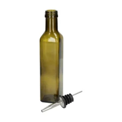Olie/azijnfles, olijfgroen glas, vierkant, 250 ml