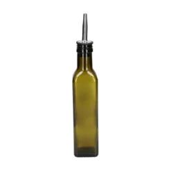 Olie/azijnfles, olijfgroen glas, vierkant, 250 ml