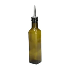 Olie/azijnfles, olijfgroen glas, vierkant, 250 ml