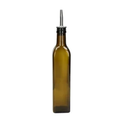 Olie/azijnfles, olijfgroen glas, vierkant, 500 ml