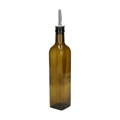 Olie/azijnfles, olijfgroen glas, vierkant, 500 ml