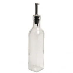 Olie- of azijnflesje, glas, vierkant 250 ml