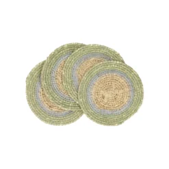 Onderzetters naturel, zeegras, groen, set van 4, Ø11 cm