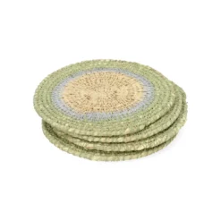 Onderzetters naturel, zeegras, groen, set van 4, Ø11 cm