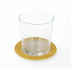 Onderzetters naturel, zeegras, geel, set van 4, Ø11 cm
