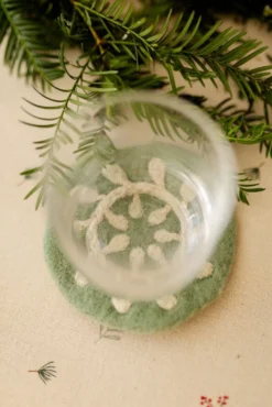 Onderzetter, vilt, groen met witte tak, Ø10 cm