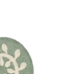 Onderzetter, vilt, groen met witte tak, Ø10 cm