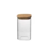 Opbergpot vierkant, glas en bamboe, 540 ml