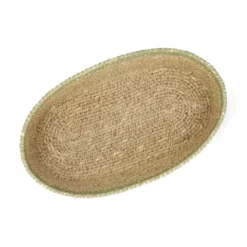 Ovaal mandje naturel, zeegras, groen, 22 cm x 12 cm