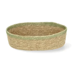 Ovaal mandje naturel, zeegras, groen, 22 cm x 12 cm