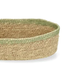 Ovaal mandje naturel, zeegras, groen, 22 cm x 12 cm