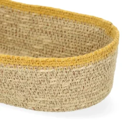 Ovaal mandje naturel, zeegras, geel, 28 cm x 14 cm