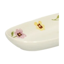 Ovale serveerschaal, steengoed, viooltjes, 25 x 11,5 cm