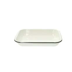 Ovenschaal, emaille, wit/zwart, 34 x 27 cm