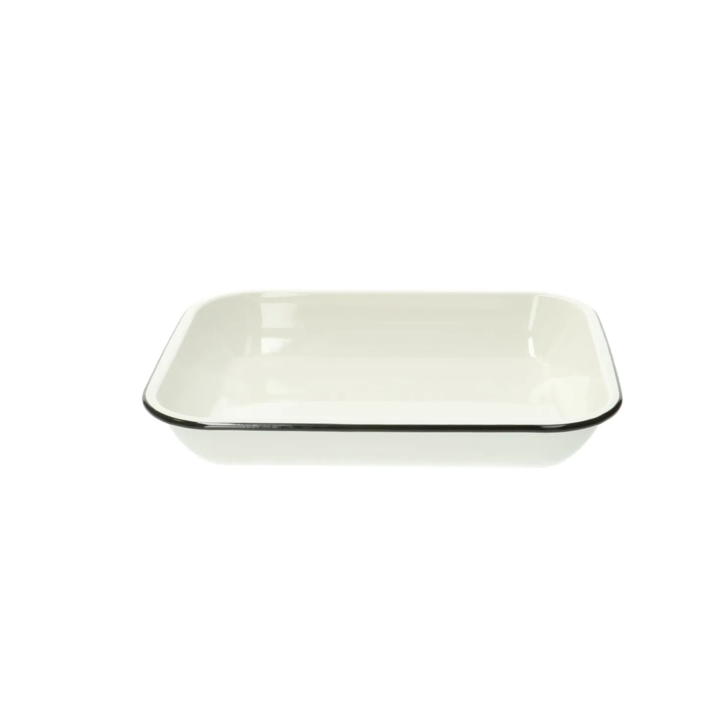 Ovenschaal, emaille, wit/zwart, 34 x 27 cm
