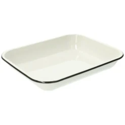 Ovenschaal, emaille, wit/zwart, 34 x 27 cm