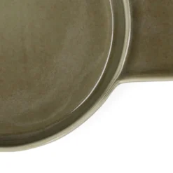 Ovenschaal, reactief glazuur, steengoed, olijfgroen, Ø12 x 2 cm