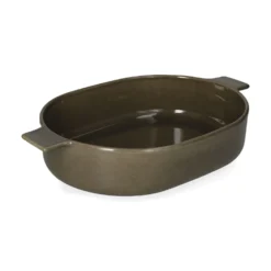 Ovenschaal, reactief glazuur, steengoed, olijfgroen, 35,5 x 22 cm