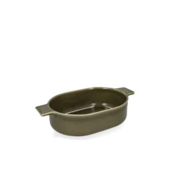 Ovenschaal, reactieve glazuur, steengoed, olijfgroen, 29,5 x 17 cm