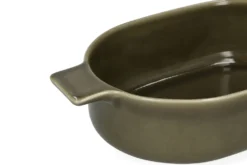 Ovenschaal, reactieve glazuur, steengoed, olijfgroen, 29,5 x 17 cm