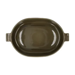 Ovenschaal, reactieve glazuur, steengoed, olijfgroen, 42 x 25 cm
