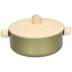 Pannenset, metaal en rubberhout, 2+
