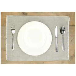 Placemat franjes, GOTS bio-katoen, olijfgroen, 35 x 50 cm