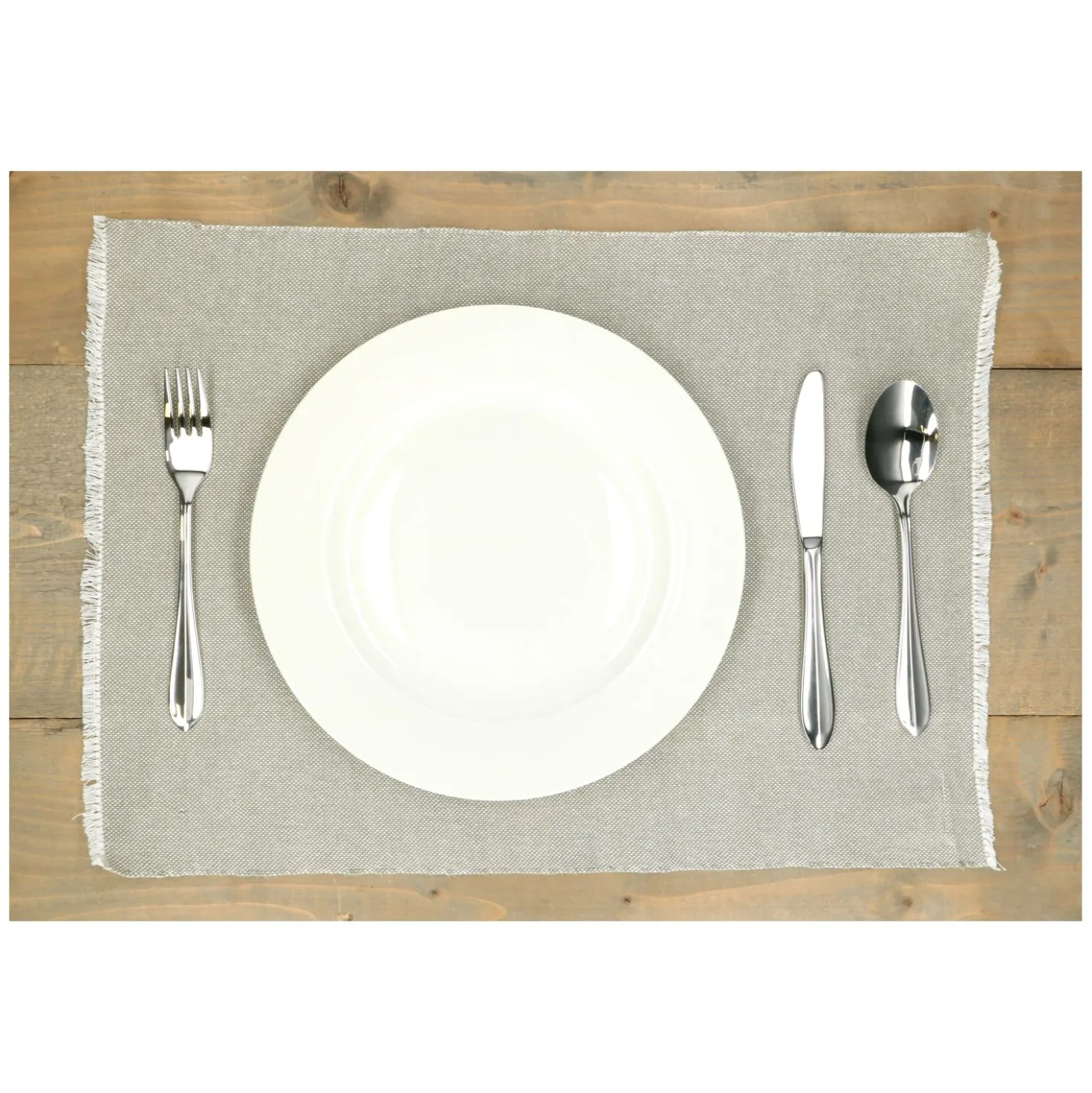 Placemat franjes, GOTS bio-katoen, olijfgroen, 35 x 50 cm