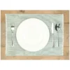 Placemat franjes, GOTS bio-katoen, groengrijs, 35 x 50 cm