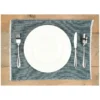 Placemat franjes, GOTS bio-katoen, blauw, 35 x 50 cm