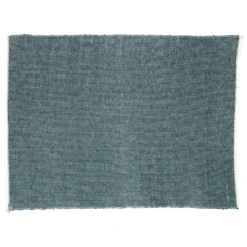 Placemat franjes, GOTS bio-katoen, blauw, 35 x 50 cm