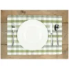 Placemat geribbeld, GOTS bio-katoen, groen, geruit, 35 x 50 cm