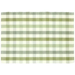 Placemat geribbeld, GOTS bio-katoen, groen, geruit, 35 x 50 cm