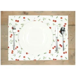 Placemat geribbeld, GOTS bio-katoen, kersen, 35 x 50 cm