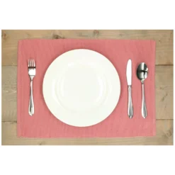 Placemat geribbeld, GOTS bio-katoen, donker roze, 35 x 50 cm