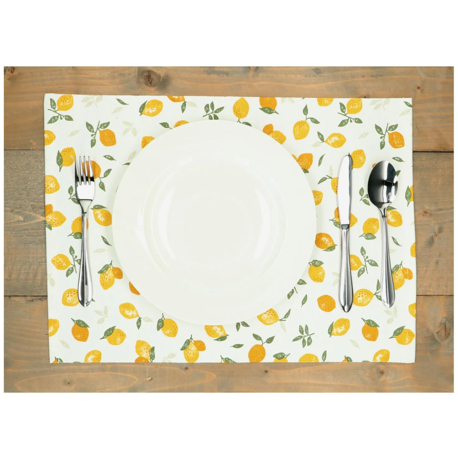 Placemat geribbeld, GOTS bio-katoen, citroenen, 35 x 50 cm