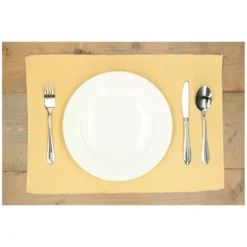 Placemat geribbeld, GOTS bio-katoen, korengeel, 35 x 50 cm