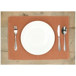 Placemat geribbeld, GOTS bio-katoen, bruin, 35 x 50 cm